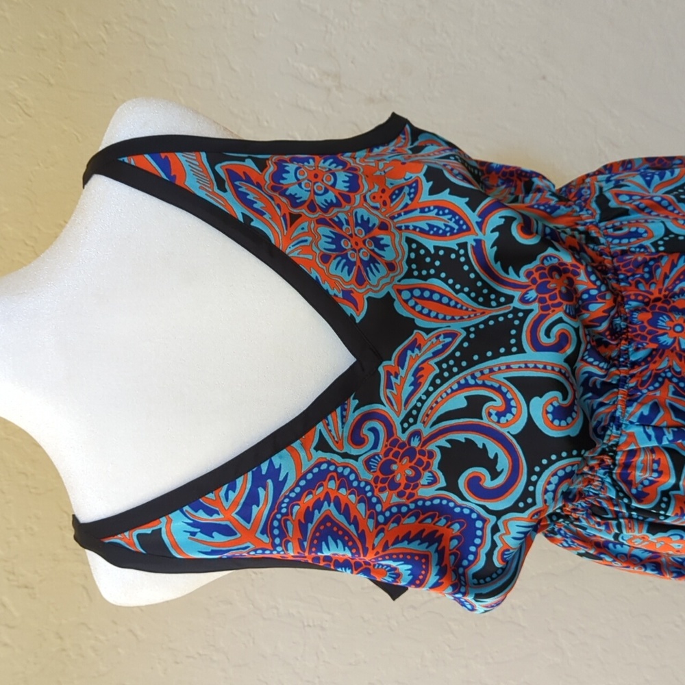 Marciano Marrakesh Paisley Print Black Blue Mini Dress Size Large - Picture 8 of 11